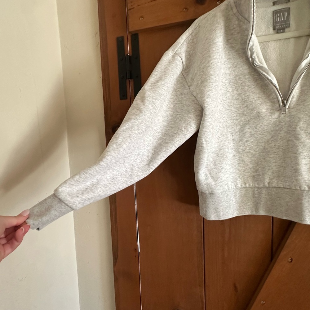 Women’s GAP Heather Gray Half-Zip Pullover Sz S - Picture 4 of 8